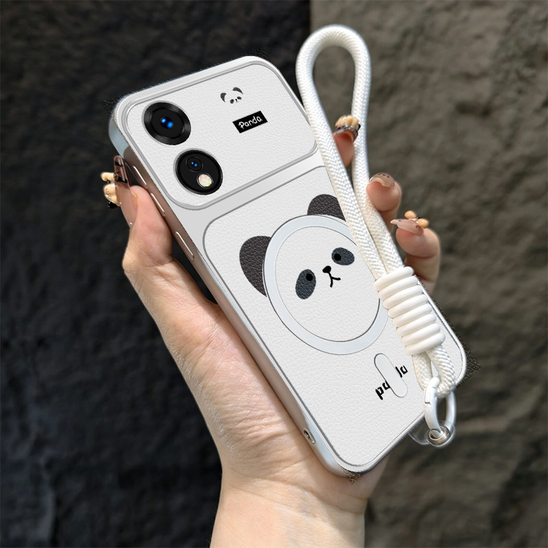 Ốp Lưng Cho OPPO Reno 8t a18 a38 4g a78 a58 a98 8t a60 a17 a17k 5G Vỏ Điện Thoại Vỏ Mềm Chống Sốc Thiết Kế Mới Thẩm Mỹ Gấu Trúc Dễ Thương Từ Tính Có Dây Buộc Cho Bé Gái TBDTBSXM1