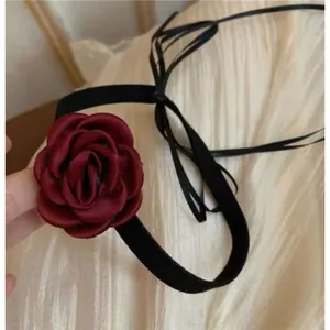 Siêu Cổ Tích Đen Camellia Nơ hoker Vòng Cổ Pure Desire Hot Girl Rend-Up Neckband Xương Đòn Dây Xích 26.5.19