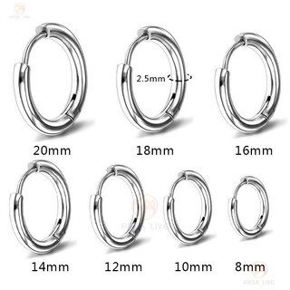 Bông tai thép y tế 316 Kim mịn Dễ dàng khóa Vòng trơn Đường kính ống 2.5mm Không gây dị ứng Da nhạy cảm 8-20mm Nhiều thông số kỹ thuật Quà tặng thời trang Nam Nữ