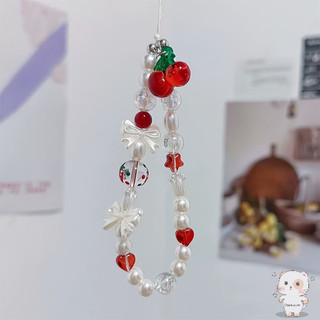 【Chamvn】Dây đeo điện thoại hình nơ hạt anh đào cho bé gái chống mất cổ tay