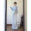 Cardigan áo len dệt kim màu xanh nhẹ, phong cách đơn giản, phù hợp thời trang thu đông và áo khoác ngắn