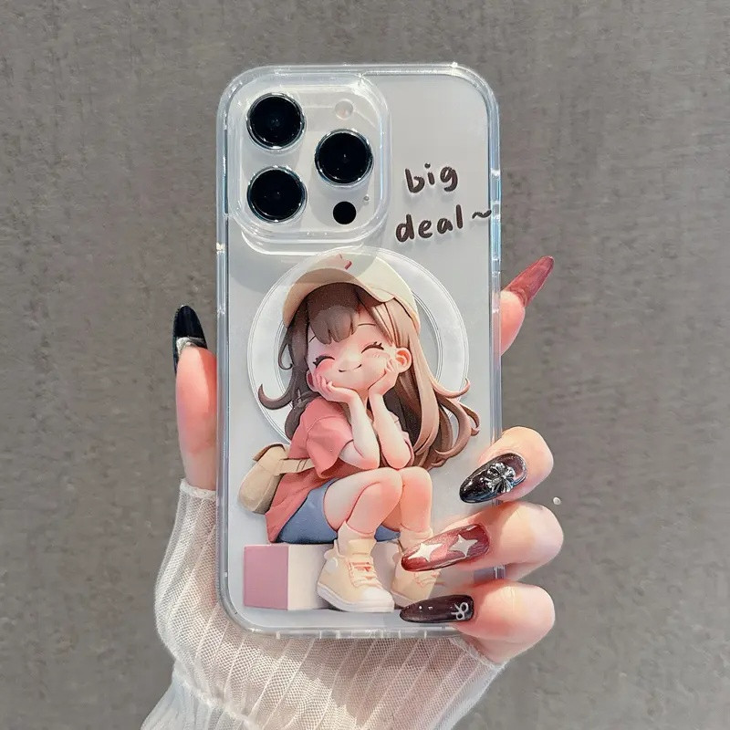 Ốp iPhone Cô bé dễ thương ngây ngô iPhone 16 Promax 15 11 12 13 14plus xr xsmax 16plus 17 pro promax  plus