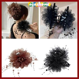 Kẹp tóc Oakandme nhựa tua rua, mũ hoa mẫu đơn thời trang dành cho nữ