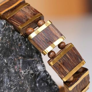 VÒNG TAY LÁCH TAY TRẦM HƯƠNG TỰ NHIÊN ĐH MẪU MỚI - BỌC VÀNG 8K -  TRẦM HƯƠNG YÊN LỘC