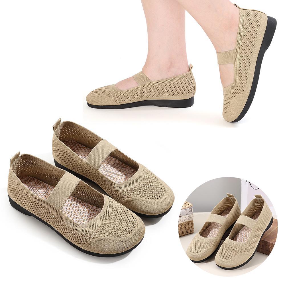 Giày đơn mũi vuông HOBBYIN, Giày đế bệt nữ thoáng khí bằng lưới, Giày lười thời trang có thể gập lại Đế mềm Đế mềm Giày thường ngày dành cho nữ