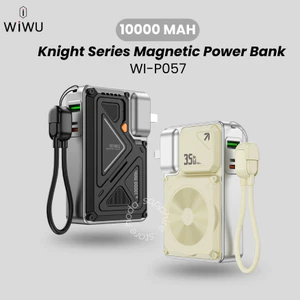 Pin Dự Phòng 3in1 WiWU Knight Wi-P057 10000mAh - Sạc Nhanh 35W, Kiêm Củ Sạc Tường, Sạc Không Dây 15W Có Chân Đỡ Gập
