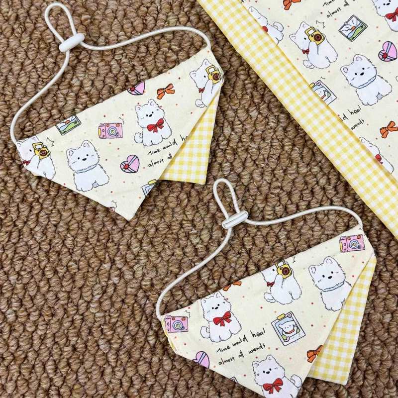 Phong Cách Mới Milky Puppy Nước Bọt Khăn Có Thể Điều Chỉnh Hai Mặt Thú Cưng Tam Giác Khăn Yếm Dễ Thương Chó Mèo Yếm