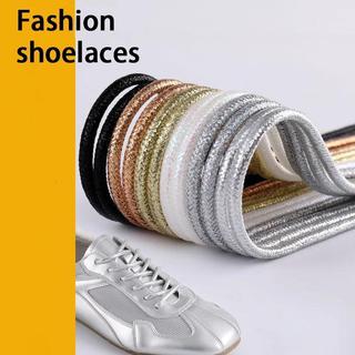 1 Cặp Dây Giày Tròn, Lụa Vàng / Bạc, Dây Giày Thời Trang Sáng Bóng, 100 Cm / 120 Cm / 140 Cm / 160 Cm