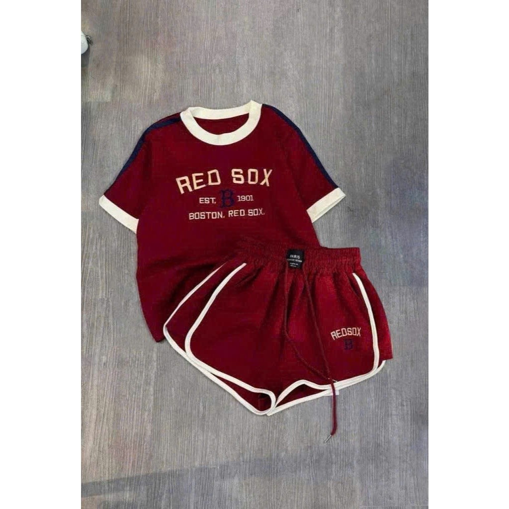 Sét Bé Gái HỌA TIẾT HÌNH IN RED SOX K.Kid Bộ Mùa Hè Chất Cotton Mát 8-20 kg M99