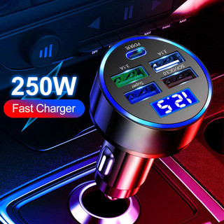 12V/24V Tẩu Sạc Nhanh  PD QC3.0 USB C 5 Cổng Có Đèn LED Cho Xe Hơi
