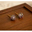 Thời trang khí chất đơn giản zircon màu tím hình học cá tính bông tai nữ đa năng
