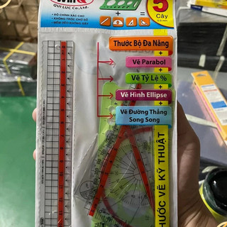Bộ Thước Đa Năng 5 Cây WinQ T-160 – Thước Nhựa Dẻo Trong Suốt, Độ Chính Xác Cao, Không Tróc Số