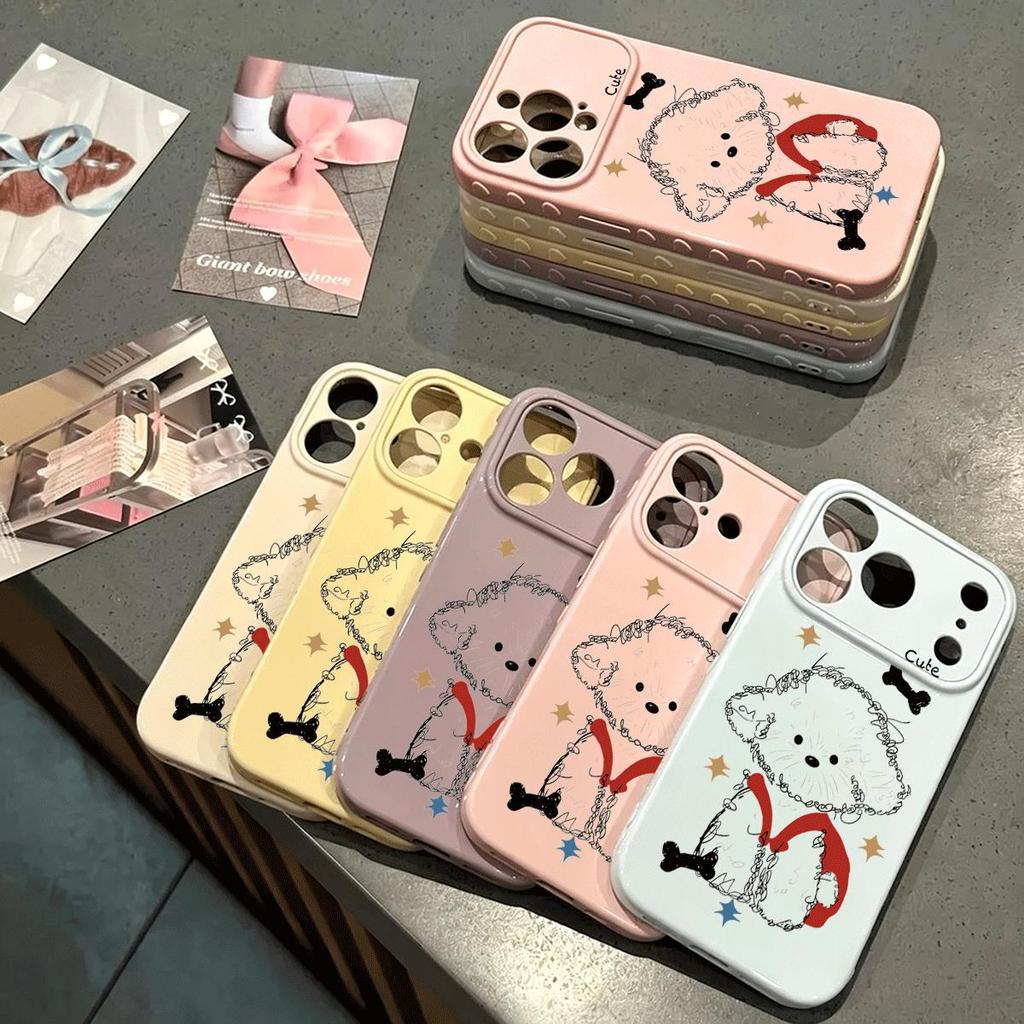 Red Clothes Puppy cho trường hợp iPhone 17promax 16plus14/13/11Pro Soft Case