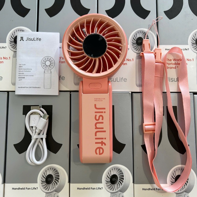 Quạt Tích Điện Cầm tay mini JISULIFE 7 3600/5000 mAh | 5 Cấp Độ Gió sử dụng lên đến 12H | BH 12 THÁNG