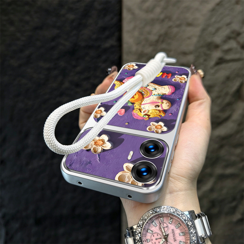 Ốp Lưng Cho OPPO Reno 11f reno11 F 11 f f25 pro a79 5g Vỏ Điện Thoại Vỏ Mềm Silicon Chống Sốc Thiết Kế Mới Thẩm Mỹ Tím Con Ngựa Dễ Thương Cho Bé Gái Có Dây Buộc TBZSFM1