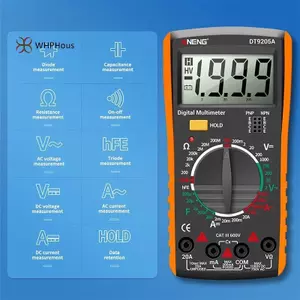 < WHPHous-t > Đồng hồ vạn năng kỹ thuật số DT9205A RMS 1999 Đếm điện áp DC Máy kiểm tra tụ điện có độ chính xác cao cho phòng thí nghiệm Điện tử làm việc Đẹp