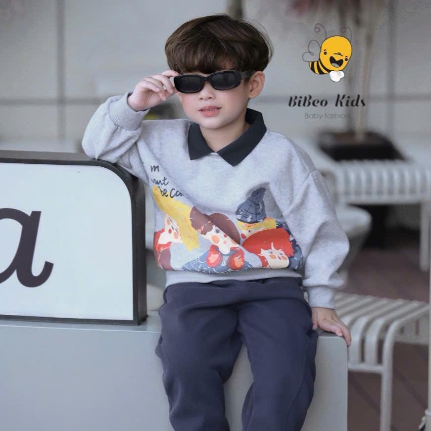 [BiBeo Kids] ÁO THU ĐÔNG IN HÌNH MY FRIENDS cho bé, Áo thu dông dài tay cho bé trai bé gái