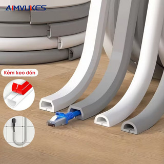 Nẹp đi dây điện nổi dán tường bảo vệ dây điện, khay ống đi dây sàn gọn gàng chống đứt gãy chống cháy  AIMVUKES