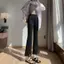 Người đàn ông nhỏ Drap lưng cao ôm hơn Nhìn xẻ trước Quần hơi loe dành cho nữ Quần dài đến mắt cá chân Quần loe