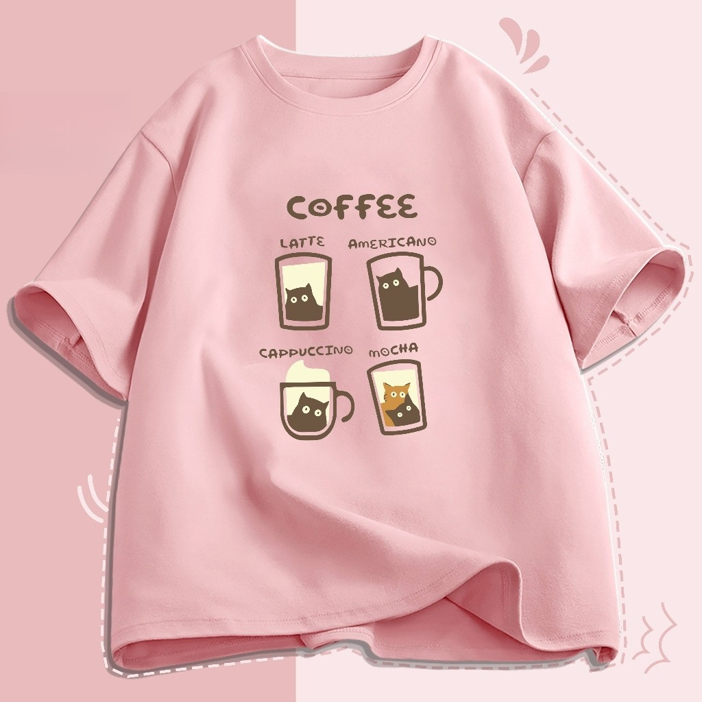 （Giao hàng 24h）Angela Áo Thun Nam Nữ Unisex Mã TN Coffee In Hình Chất Cotton Form Rộng Phong Cách Ulzzang J Joli Trendy