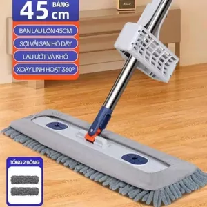 Cây Lau Nhà San Hô 45x12CM Xoay 360 Độ Tặng Kèm 2 Miếng Lau San Hô (KHÔNG KÈM XÔ)