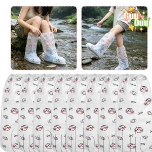 Vỏ giày in hình cá mèo vui nhộn - Chống thấm nước, chống bùn, dày - dành cho mưa ngoài trời - Bảo vệ giày di động - Vỏ giày dùng một lần / Giao hàng miễn phí