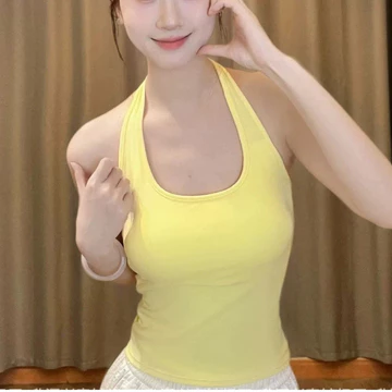 Áo ba lỗ dành cho nữ Áo cố định Cup Crop Top Áo Vest trơn có miếng đệm Slim Fit Dây áo yếm