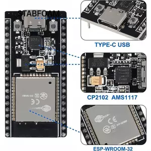 Bảng phát triển STABFOAM, Bảng AMS1117 Type-C / USB ESP32, Chuyên nghiệp với mô-đun không dây Bảng mở rộng CP2102 Phụ kiện điện tử