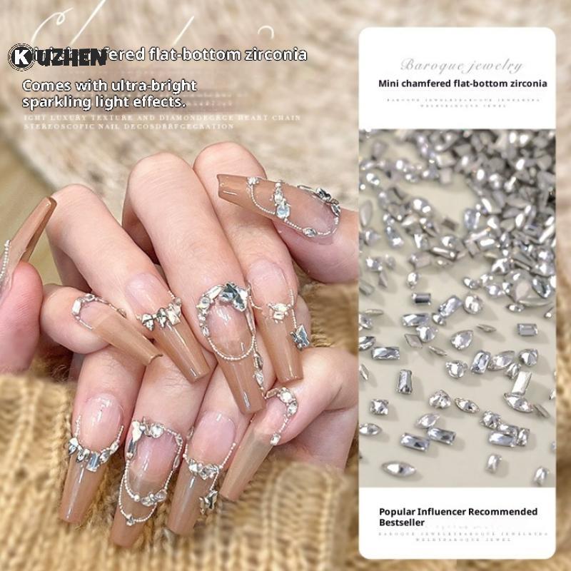 KUZHEN Hỗn Hợp Zircon Móng Tay Kim Cương Giả Sáng Bóng, Đá Quý Thủy Tinh Trang Trí Quyến Rũ DIY Làm Móng Tay Nghệ Thuật HOT