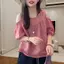 Áo sơ mi phong cách phương Tây Nữ Mùa hè Phong cách mới Phiên bản Hàn Quốc Cổ tròn Thiết kế quây Áo sơ mi ngắn tay mỏng hơn Nhìn giảm tuổi