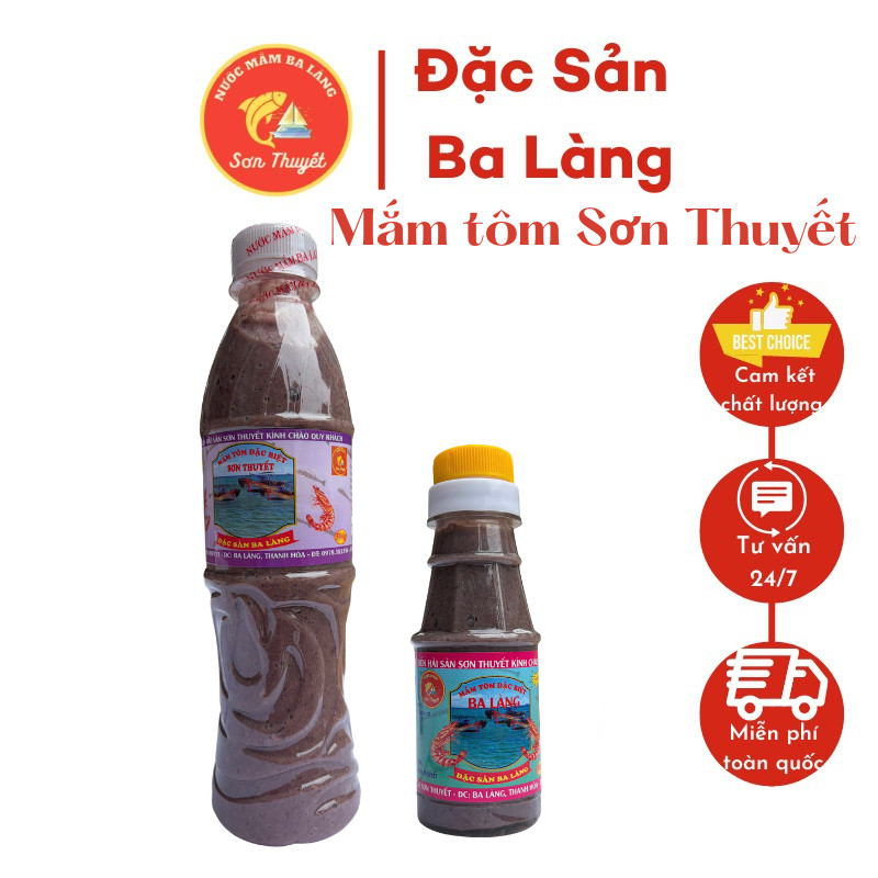 Combo Mắm tôm đặc biệt Sơn Thuyết - Ba Làng chai 500g - 100g - Đặc sản Ba Làng