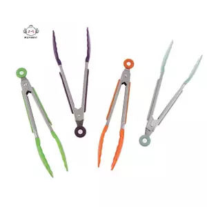 Maybest 1 Kẹp Thực Phẩm Bằng Thép Không Gỉ 7 Inch Nướng BBQ Bít Tết Kẹp Thực Phẩm Tay Cầm Chống Trơn Trượt Bánh Mì Tông Đảng Phụ Kiện Nấu Ăn Nhà Bếp {VN}