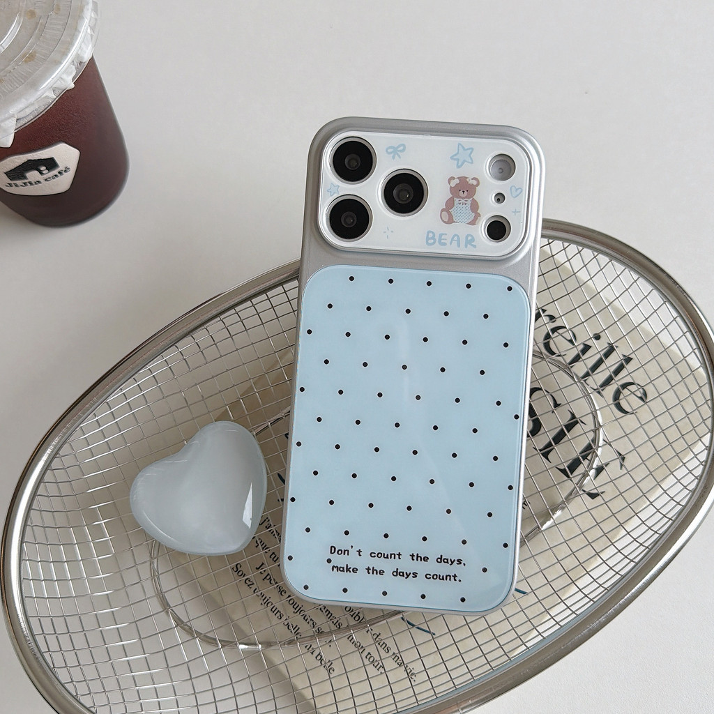 Ốp điện thoại hình gấu nhỏ có chấm bi cho IPhone 17 Pro Max 17 16 15 14 13 12 11 Vỏ bảo vệ chống sốc