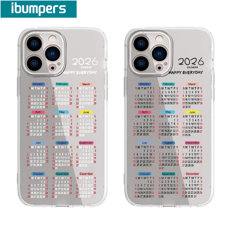 Ibumpers Ốp Điện Thoại 2026 Lịch Đơn Giản Thanh Lịch Thẩm Mỹ Trong Suốt Mềm Mại Cao Cấp Chống Sốc Cho iPhone 11 12 13 14 15 16 17 Pro Max IP 7 8 Plus Iphon X XS XR Xs max