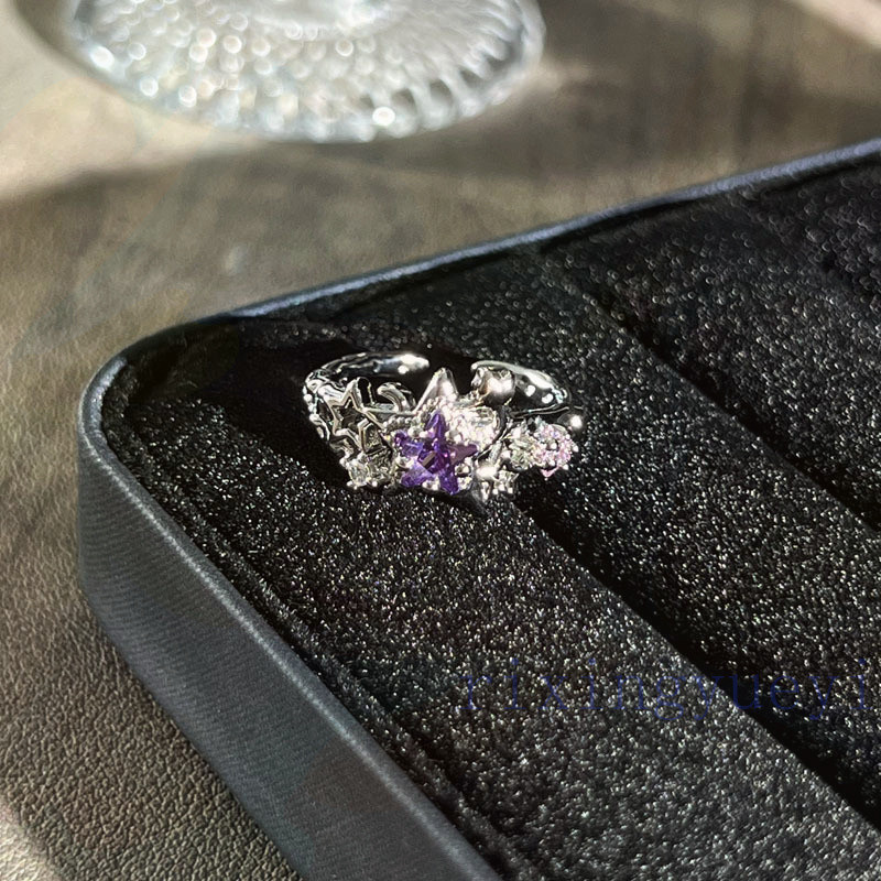 [RYX] Nhẫn bướm phong cách bé gái màu hồng sang trọng nhẹ nhàng màu tím ngọt ngào Nhẫn mở Zircon thời trang