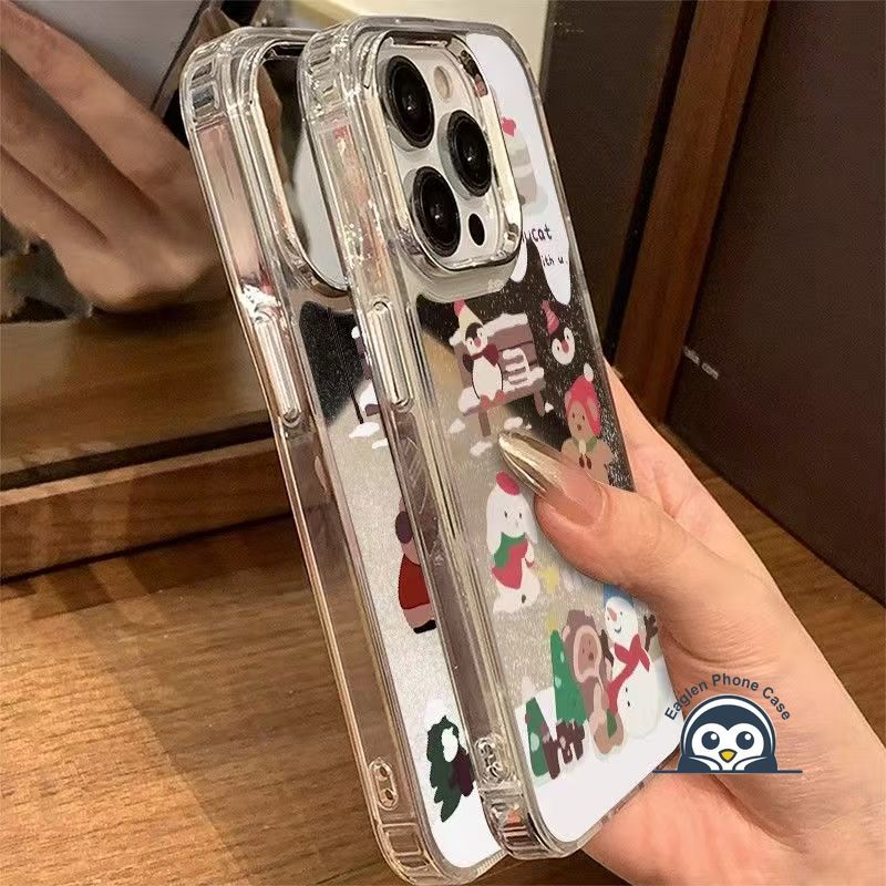 Ốp Điện Thoại Gương Gấu Giáng Sinh Dễ Thương Cho Realme C85 Pro C75X C75 C71 C63 C61 C67 C65 C55 C53 C51 C35 C33 C30 C25S C25Y C21Y C20A C17 C15 C12 C11 C1 Vỏ Hoạt Hình Ngộ nghĩnh Vỏ Tuyết
