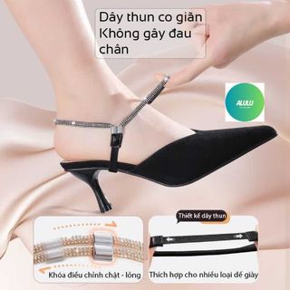 Dây Đeo Giày Cao Gót , Chống Tuột Gót Chân, Đính Đá, Chất Liệu Co Giãn Linh Hoạt, Thay Thế Dây Cũ