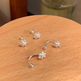 Bông tai bạc 925 Bông tai bông tuyết Giáng sinh Bông tai xoắn ốc cho phụ nữ Giáng sinh Bông tai bông tuyết đính kim cương Bông tai đeo lưng thời trang sang trọng
