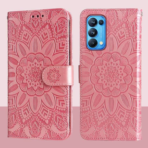 Ví da từ tính Flip Case cho OPPO Reno 5 Reno5 PRO 5G 4G Vỏ điện thoại hoa hướng dương dập nổi