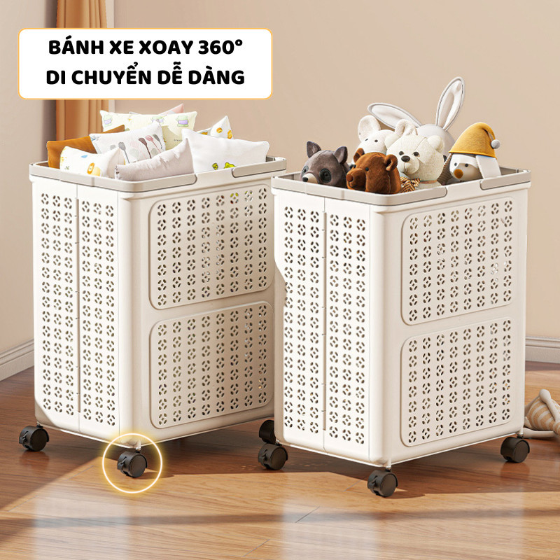 Giỏ Nhựa Gấp Gọn Đựng Đồ Chơi ENODA HOME, Giỏ Đựng Đồ Chơi Cho Bé Có Bánh Xe Tiện Lợi Q460