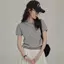Áo thun ve áo đơn giản kiểu Pháp phong cách retro dành cho nữ mùa hè 2024 màu xám thời trang nữ tính