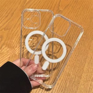[JLK] Ốp điện thoại trong suốt nguyên bản từ tính cho iPhone 16 15 14 Plus 13 12 11 17 Pro Max Air Mini Lens Bảo vệ mặt sau cứng cạnh silicon