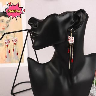 Bông tai mặt nạ cáo cổ điển dành cho nữ với hình trang sức quạt, phù hợp làm quà tặng