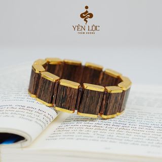 Lách Trầm Bảng Vuông  CNC  - Bọc Vàng 8K - Trầm Sánh Chìm - Trầm Hương Yên Lộc - Tặng kèm hộp VIP Phụ Kiện Women