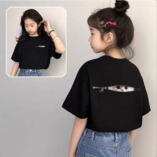 Áo ngắn tay in hình mèo và ngôi sao nhiều màu sắc, có khóa kéo, dành cho bé gái, thích hợp mặc ngoài