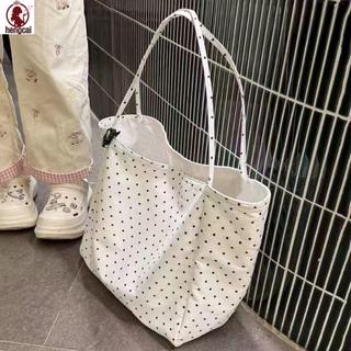 Túi Tote Canvas Chấm Bi Lớn - Túi Đeo Vai Tối Giản Hàn Quốc Cho Trường Văn Phòng