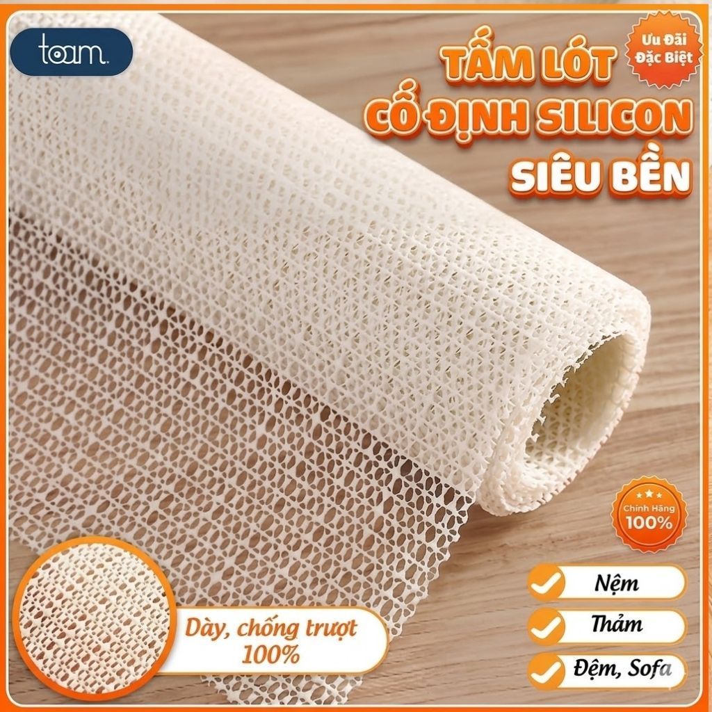 Tấm Lót Silicon Chống Trượt Đa Năng, Tấm Lưới Cố Định Thảm Nệm Sofa Ghế, Dễ Cắt Theo Kích Thước