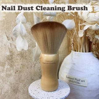 ELBBKG Fluffy Nail Art Dust Brush Tay cầm bằng gỗ tròn Dụng cụ làm sạch móng tay cho Salon mới