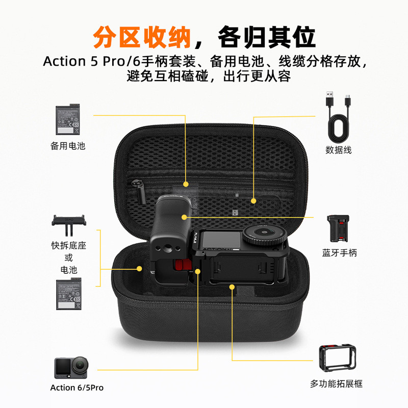 Thích hợp cho DJI OSMO ACTION 6 / 5 / 4 Tay cầm Bluetooth Túi lưu trữ chụp ảnh đường phố ACE PRO / 2 Phụ kiện túi chụp ảnh đường phố