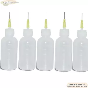 CPINCP 5 chiếc Hộp đựng thông lượng lỏng, Chai đầu kim bằng thép không gỉ PE +, Tính linh hoạt 50ml Dung môi dầu chống rò rỉ Chất lỏng nhỏ giọt
